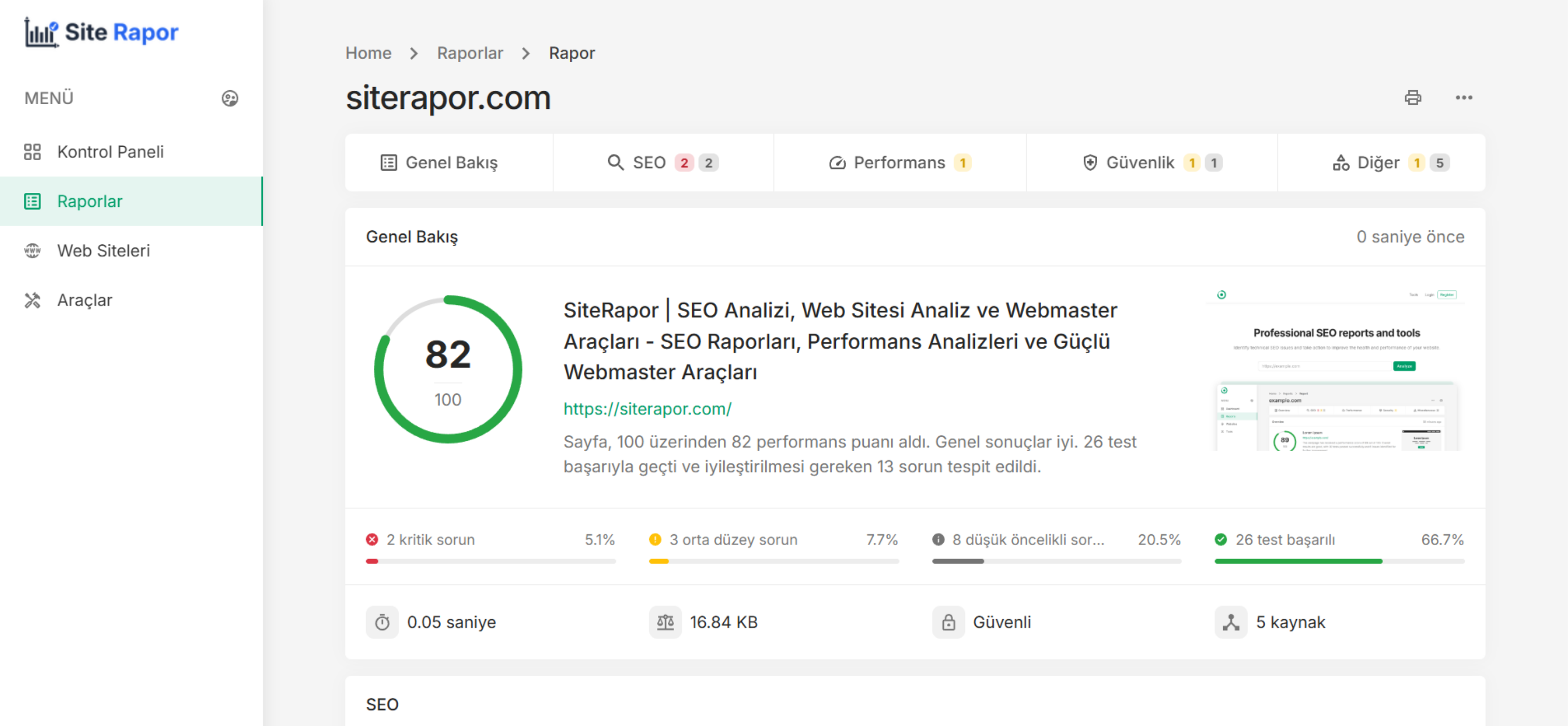 SiteRapor | SEO Analizi, Web Sitesi Analiz ve Webmaster Araçları